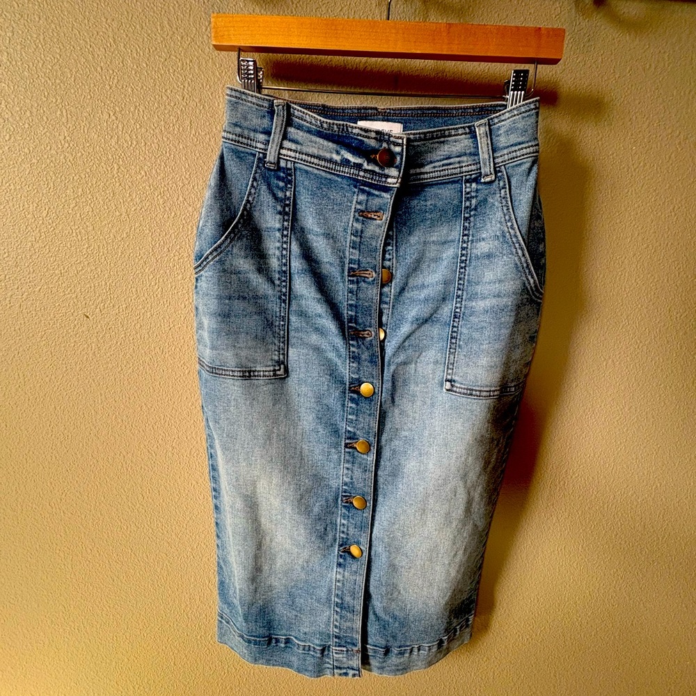 Evereve denim midi skirt